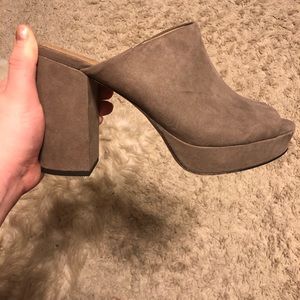 Nude peep toe wedges